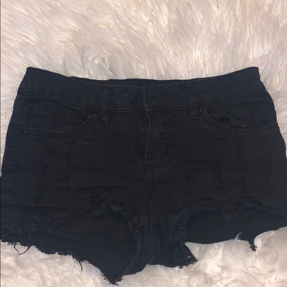 black denim shorts